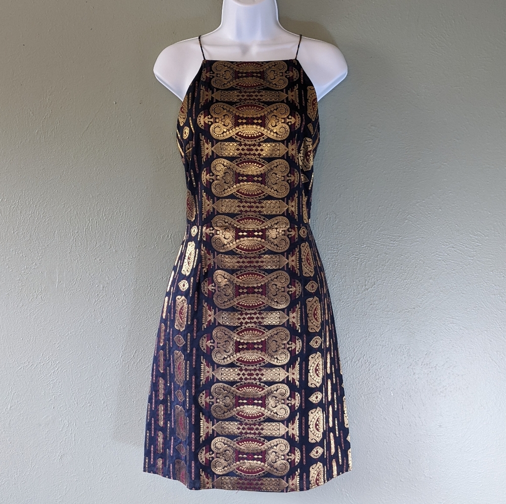 Tory Burch Black Dress with Gold Metallic Motif